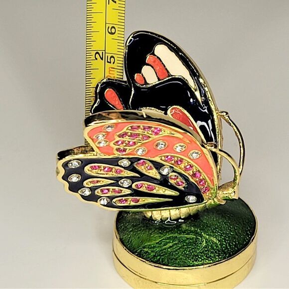 COLLECTIBLE Butterfly Motif Hinged Small Jewelry Bejewelled Trinket Box -NWOT - Picture 5 of 7